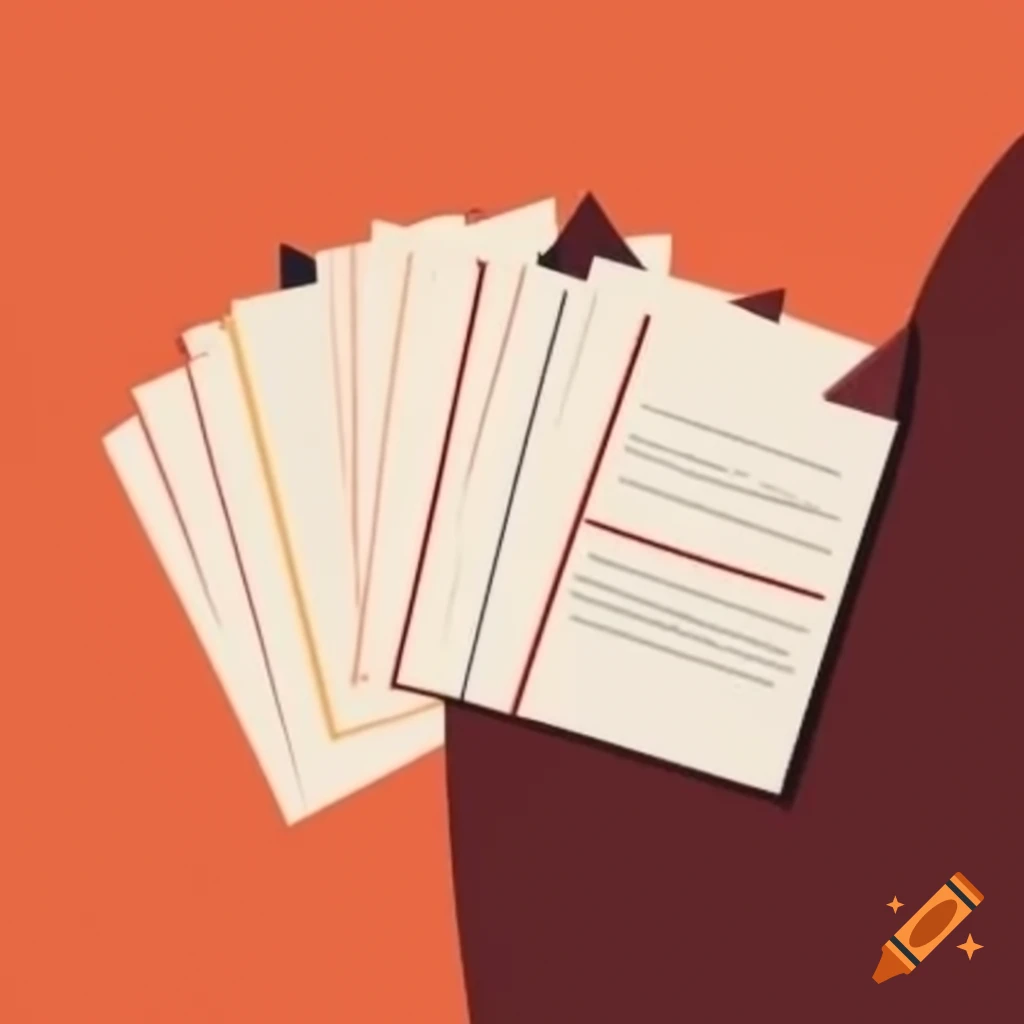 Minimalist immigration documents in red and dark orange colors on Craiyon