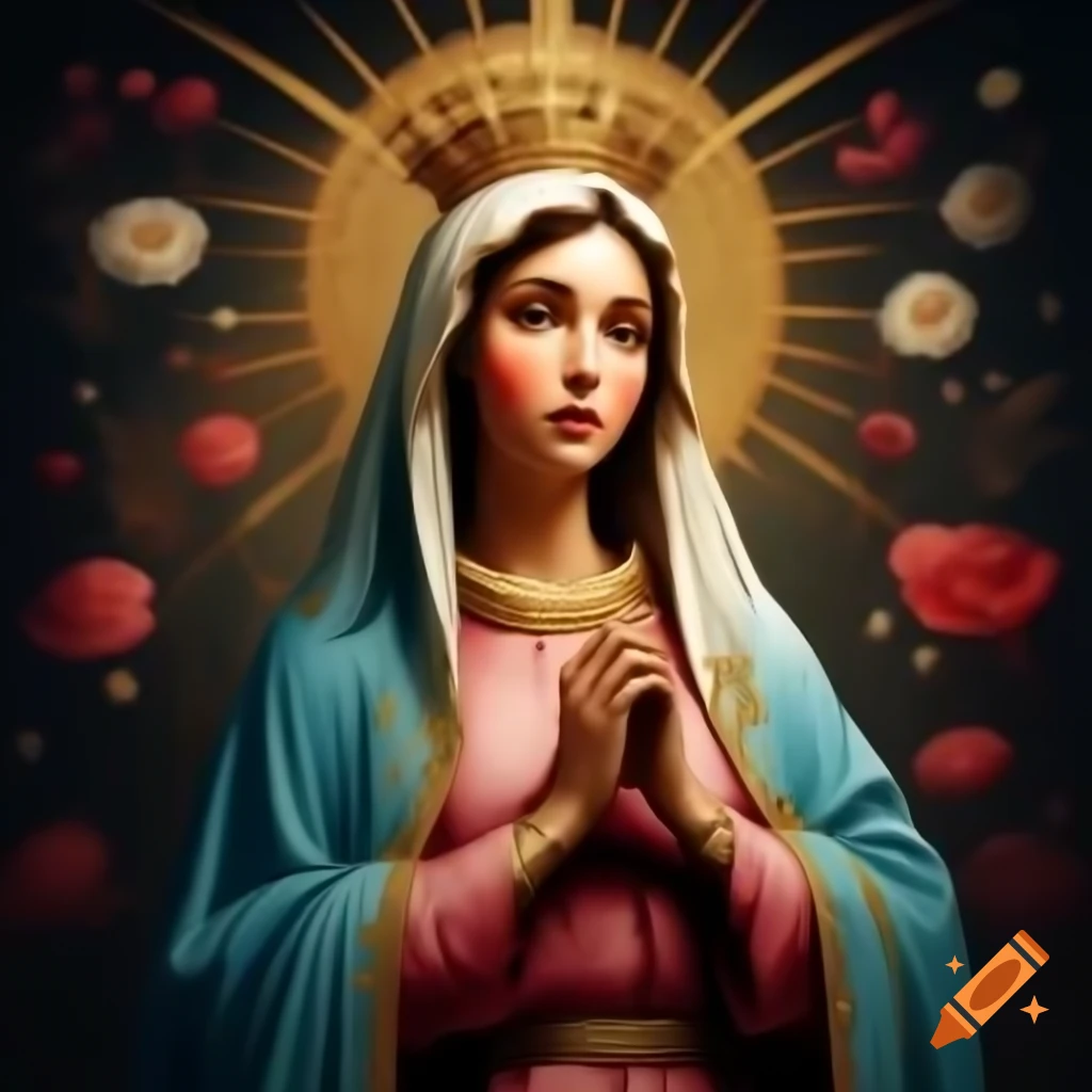 Digital illustration of the Virgin Mary in high definition