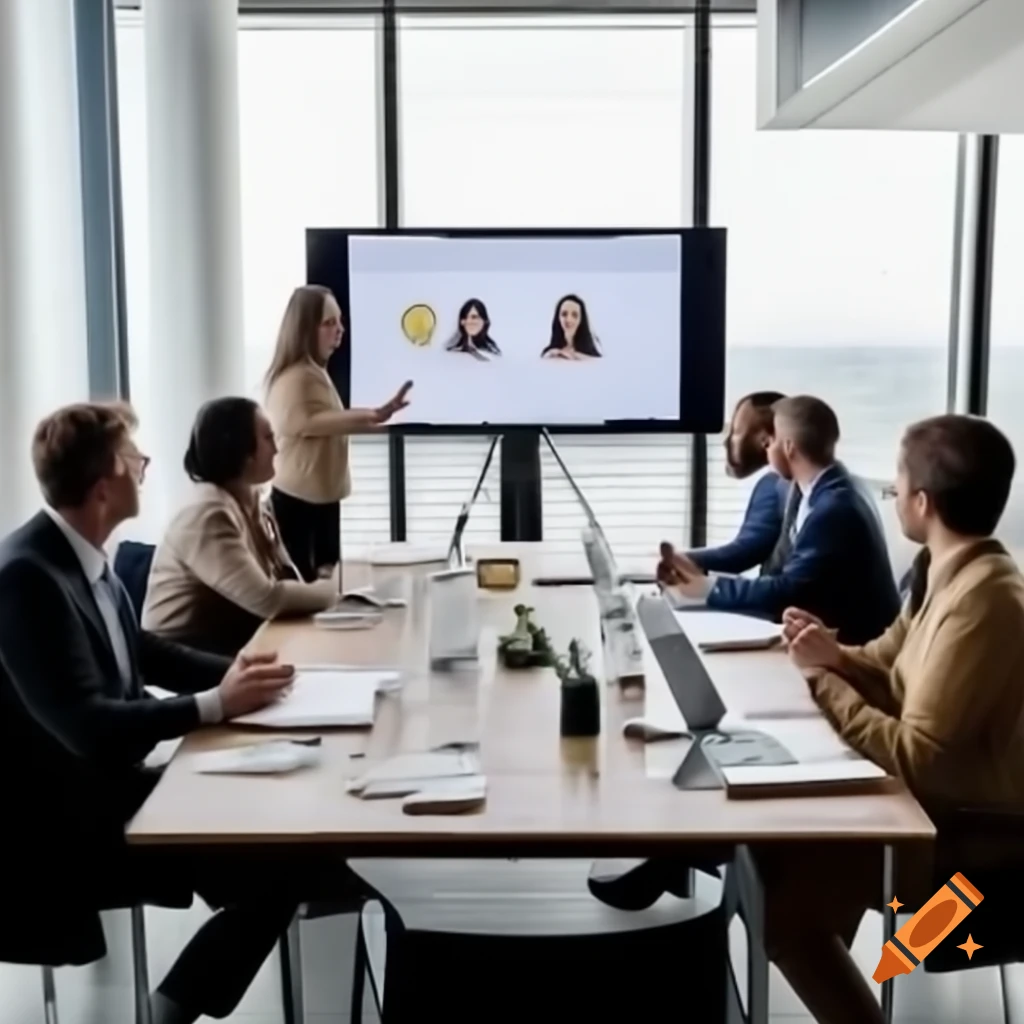 Professional business committee meeting in modern conference room on ...