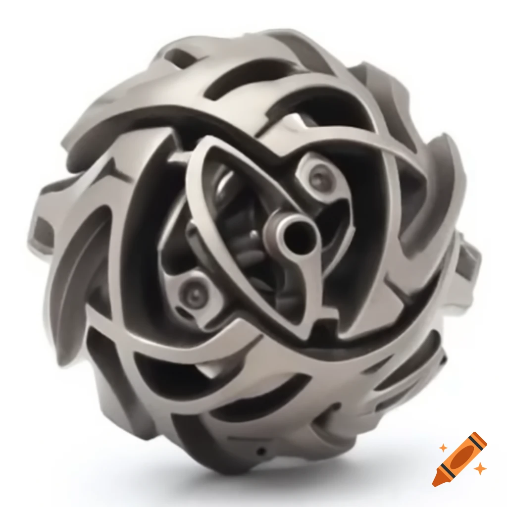 Magical mechanical ball-shaped apparatus made of metal parts and cogs