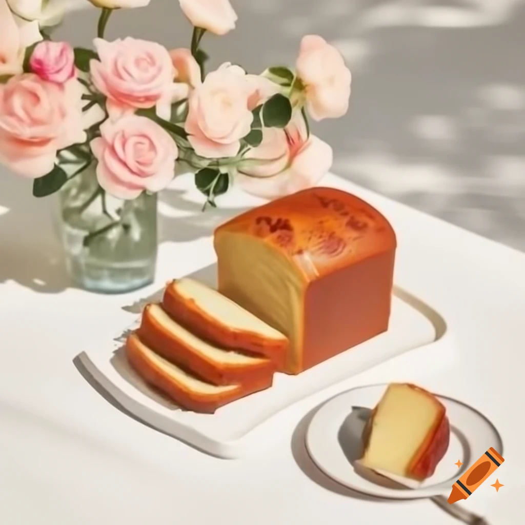 Sliced marbled cake on white rectangular plate