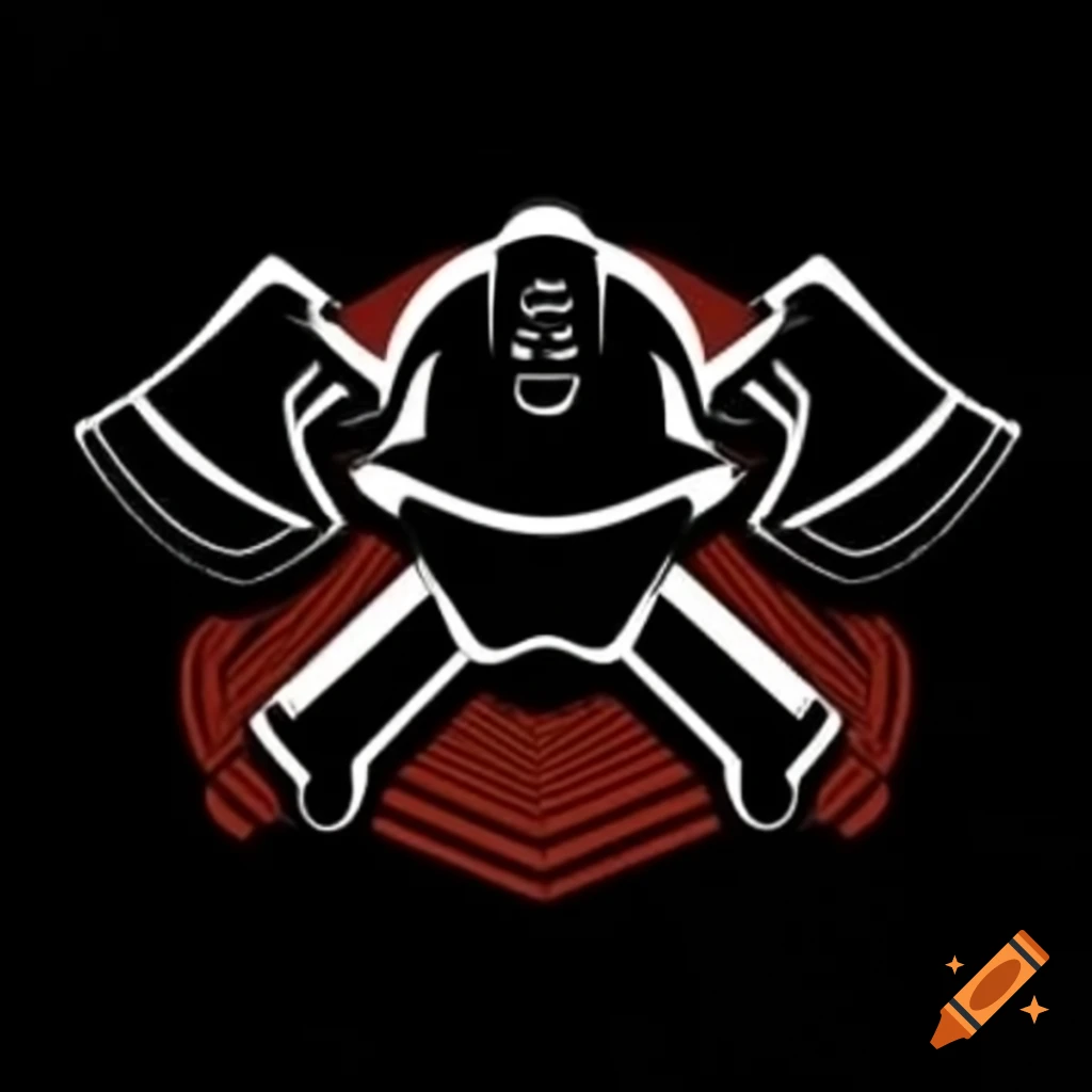 Bold logo design of firefighter helmet and crossed axes for fire safety organization