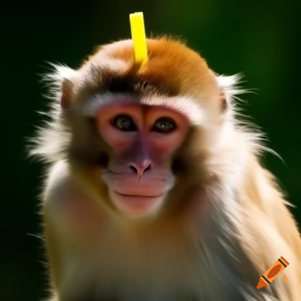 Monkey with drink straw on its back