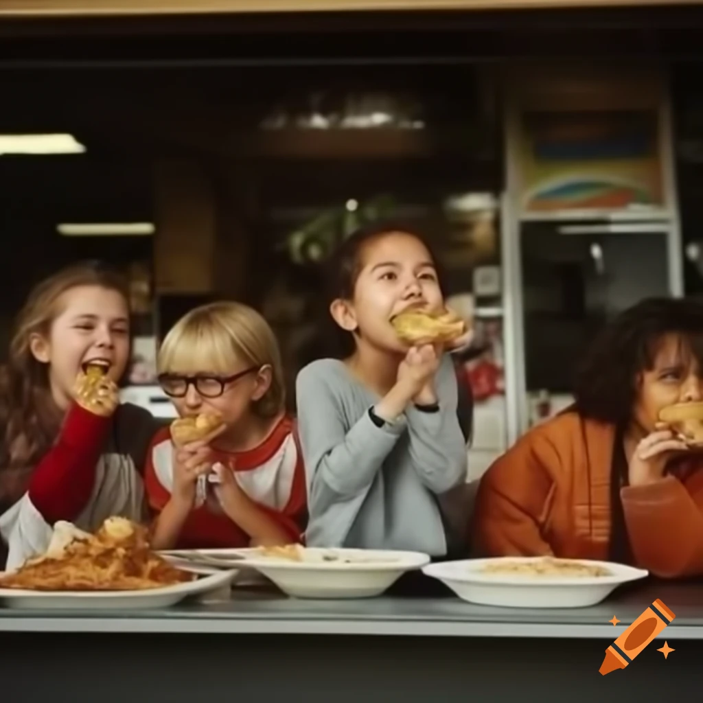 Kids enjoying momo food with friends in a shop