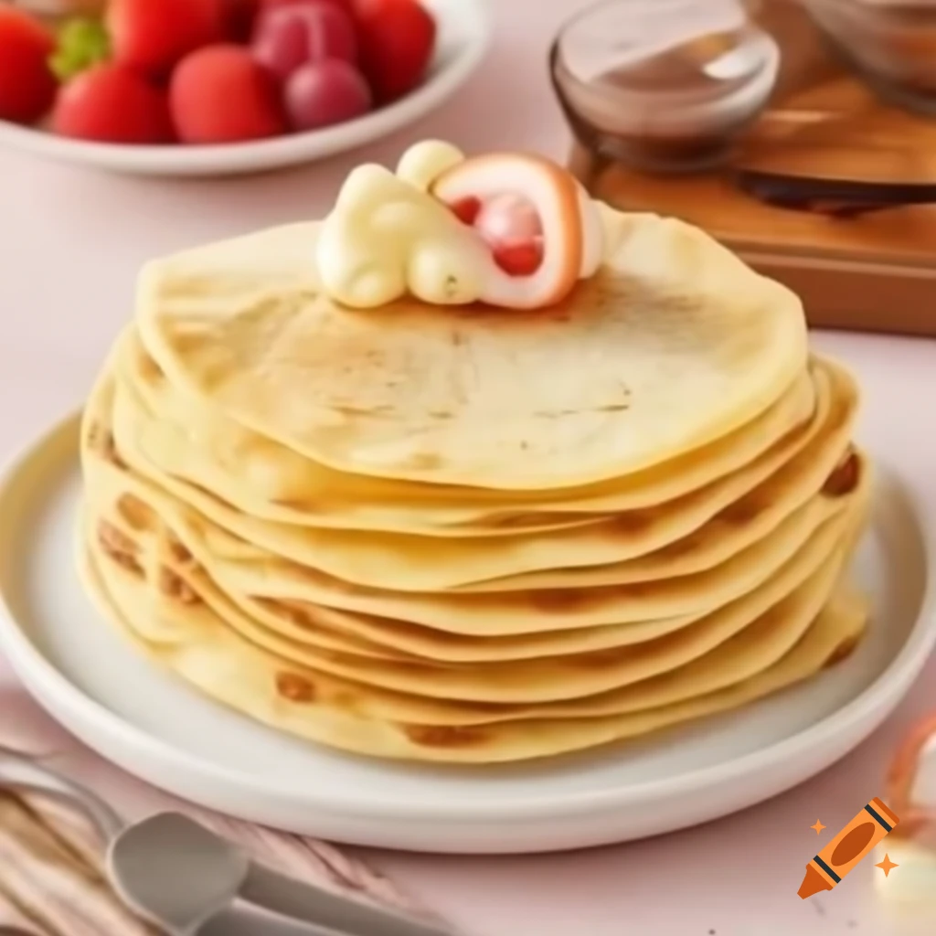 Stack of crepes for pastry recipe site with light gray background on ...