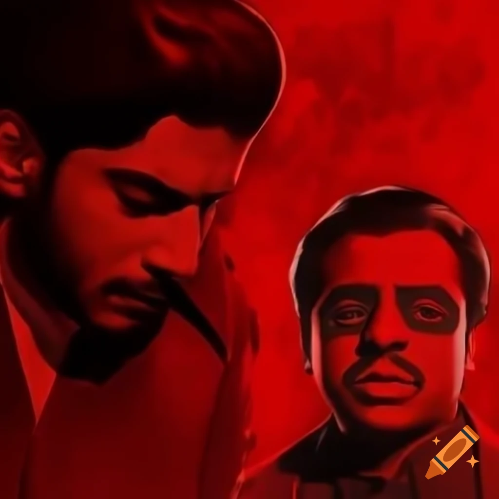 Poster design with red backdrop featuring bold Arabic and English text for film announcement
