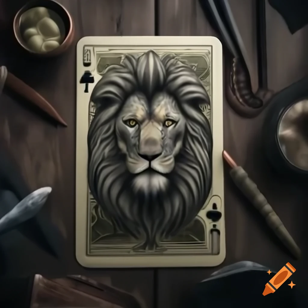 Strength tarot card featuring lion with male features in Norse Viking ...