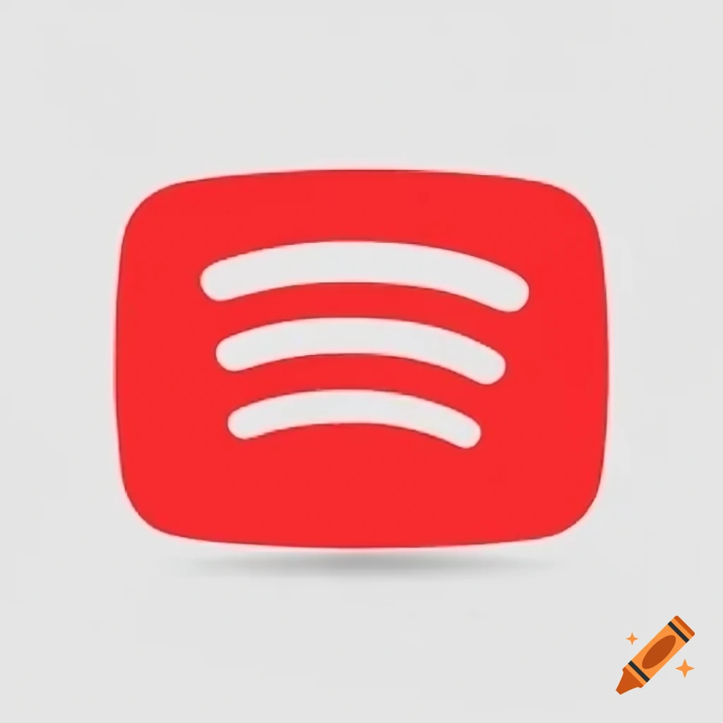 Red YouTube play button below Spotify logo with curved lines