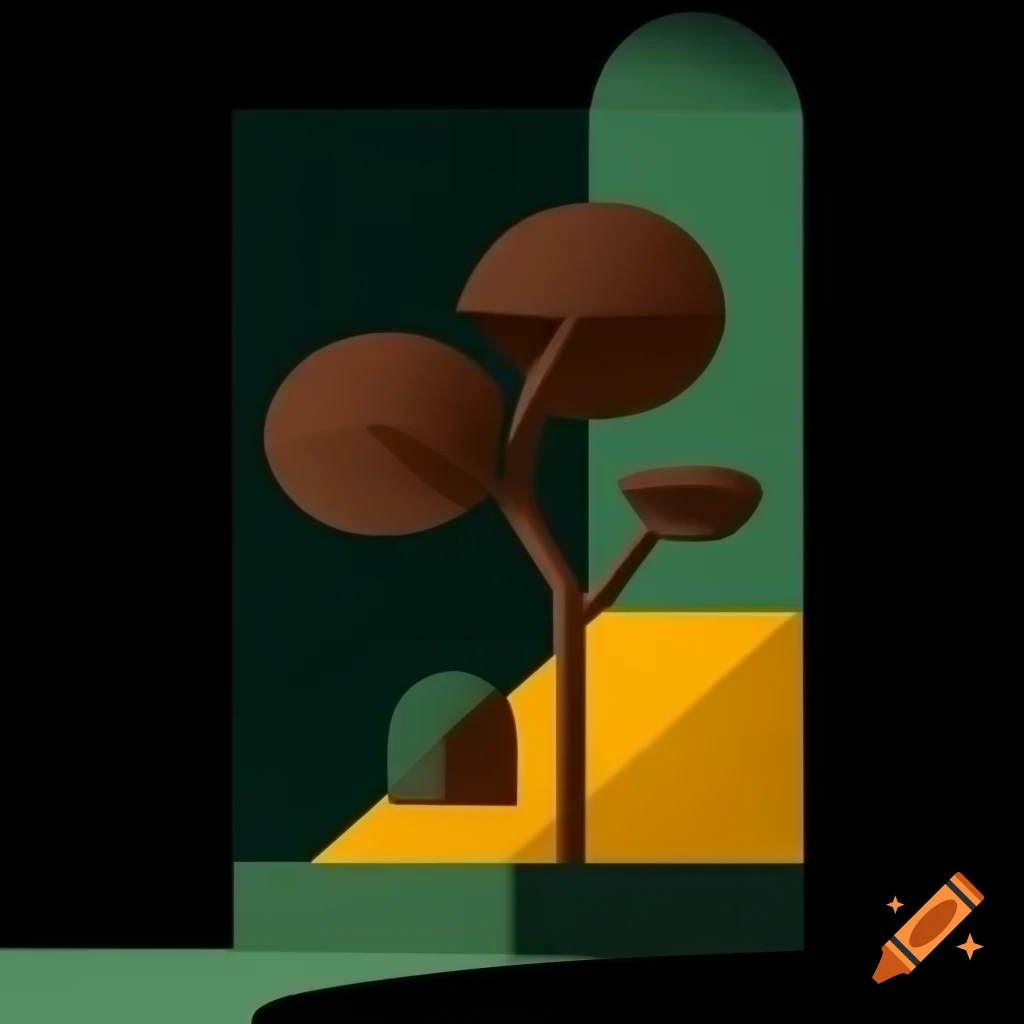 Abstract art of tree deconstructed into geometric shapes on Craiyon