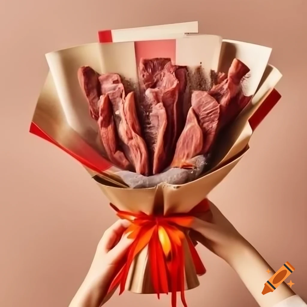 Bouquet design featuring dried meat for a unique birthday gift