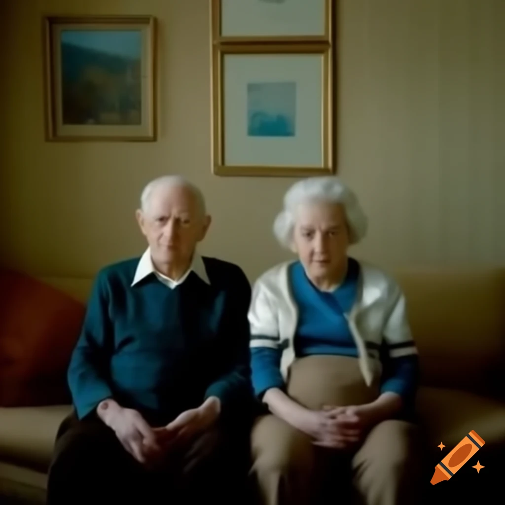 Elderly couple enjoying a peaceful life with occasional visits from their son