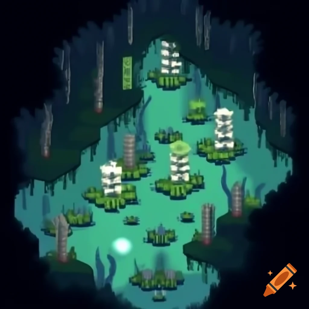 High-resolution pixel art swamp environment with detailed layers and ...