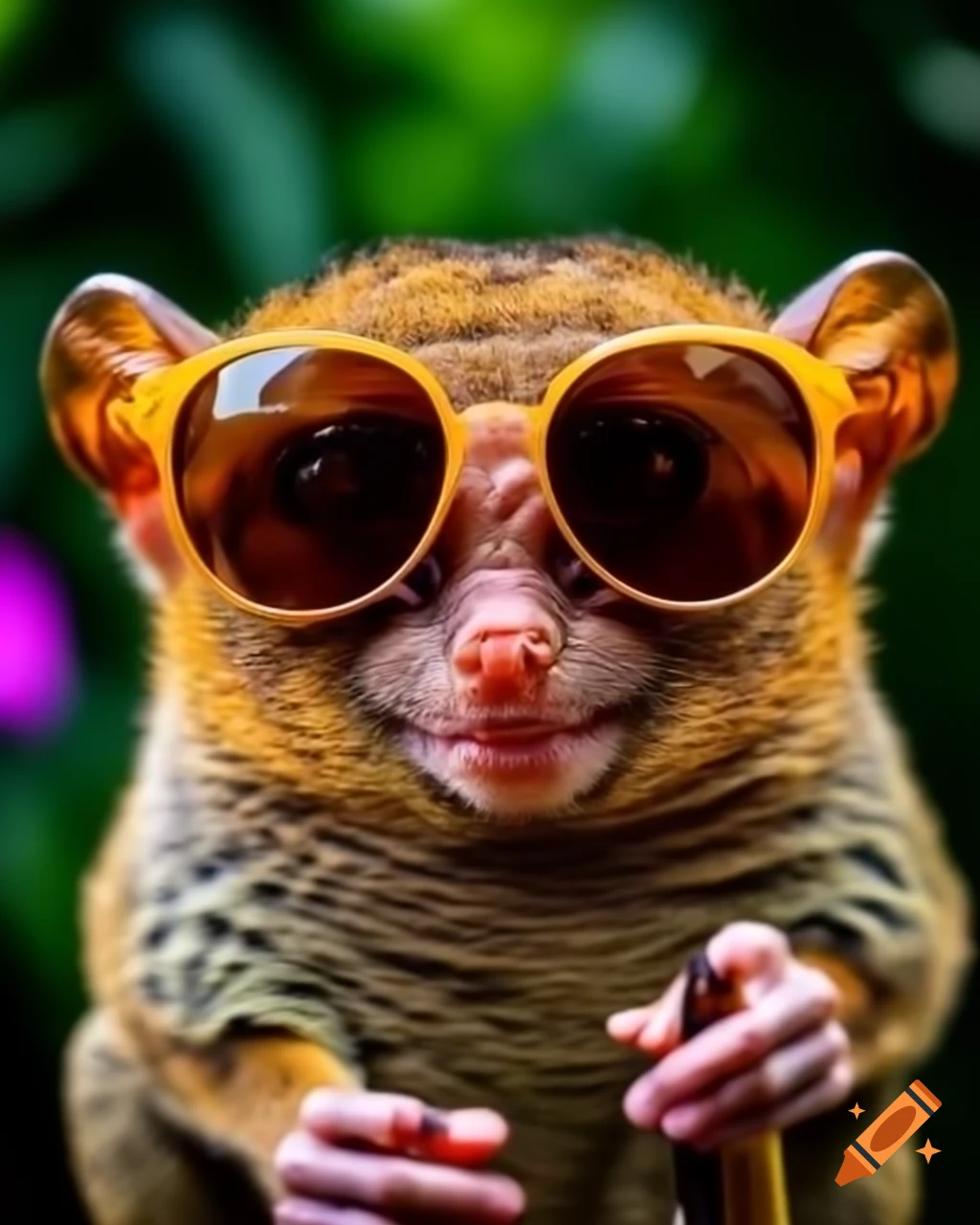 Tarsier wearing sunglasses