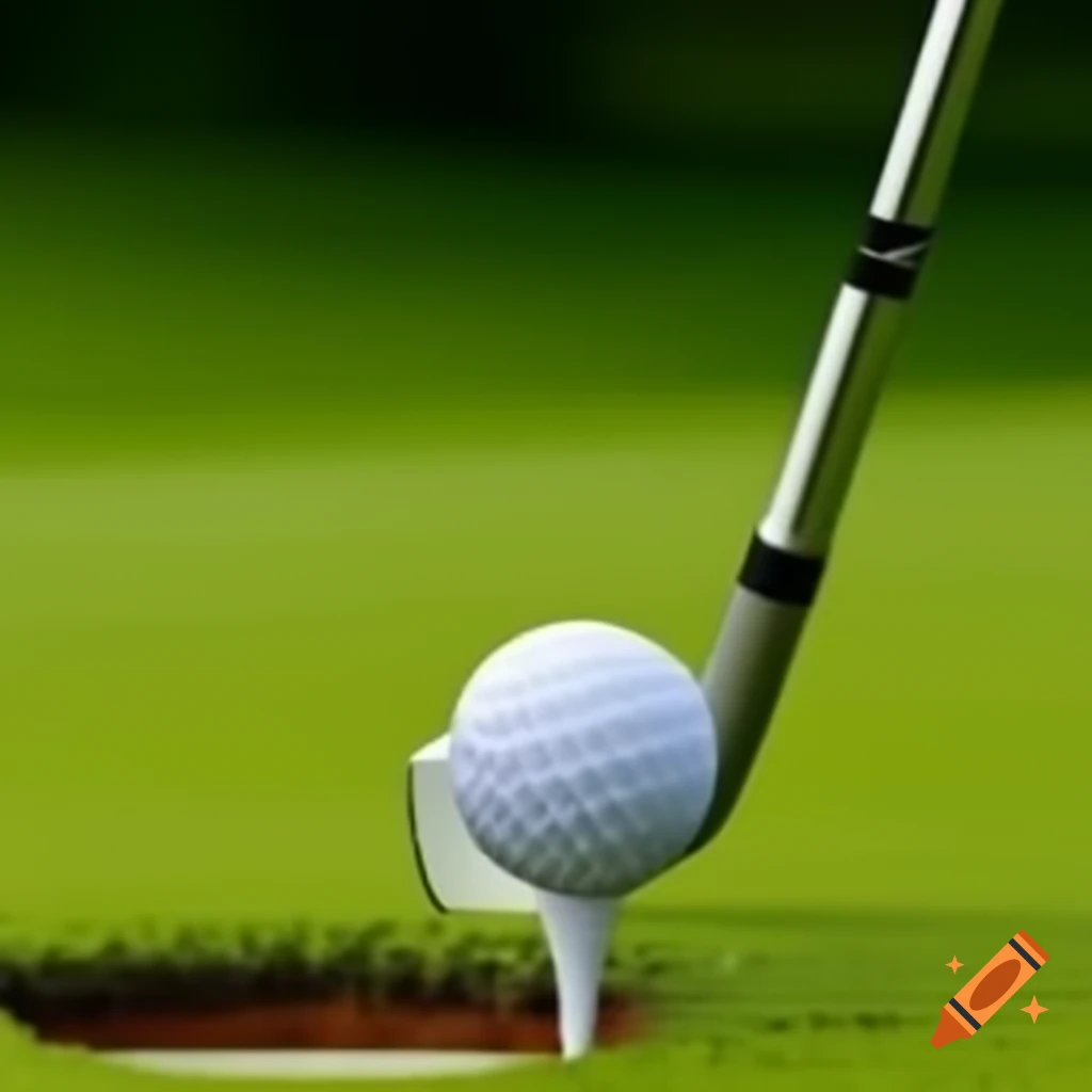 Golf club striking golf ball on tee