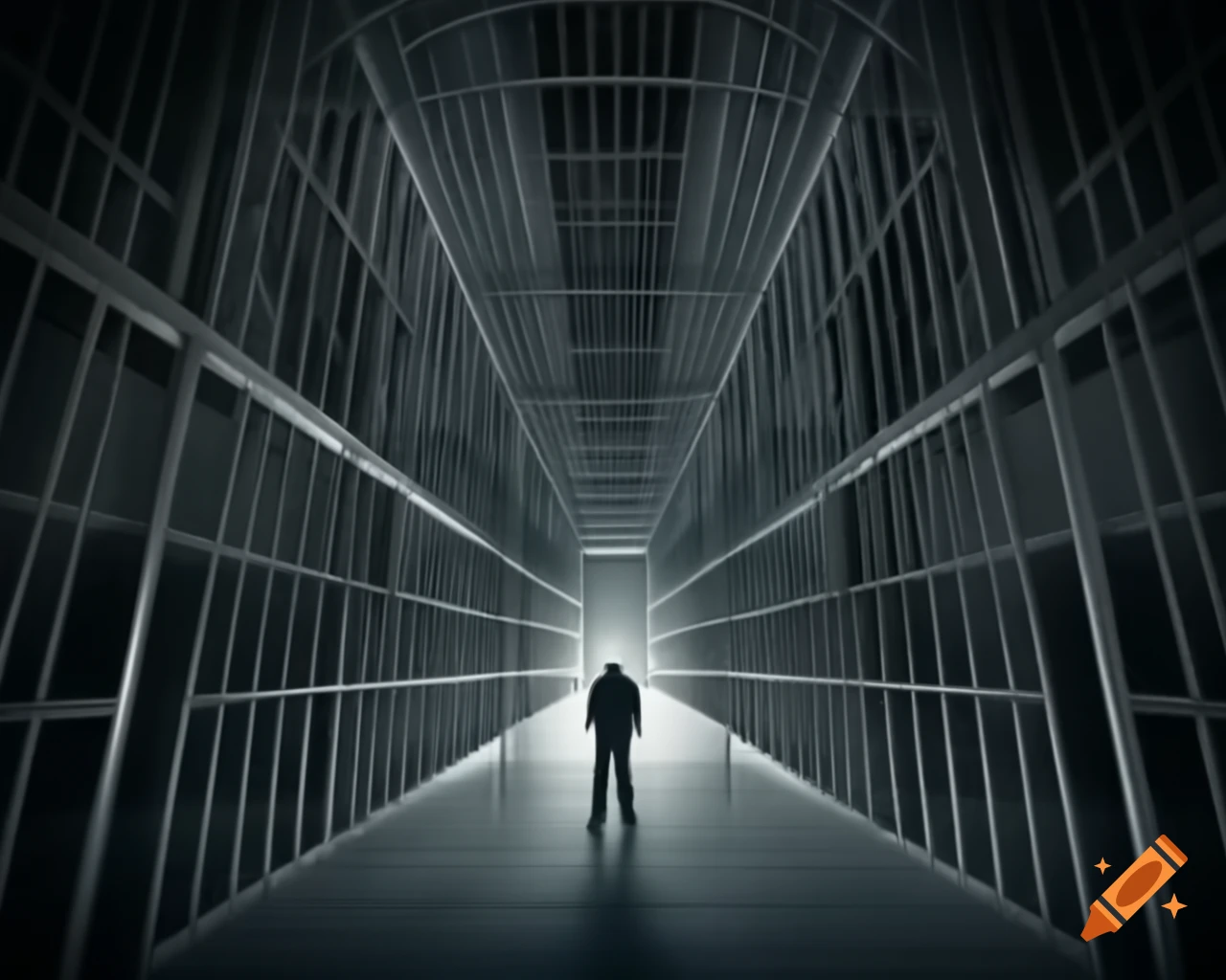 Representation of isolation cage reflecting mental delusions and perceptions