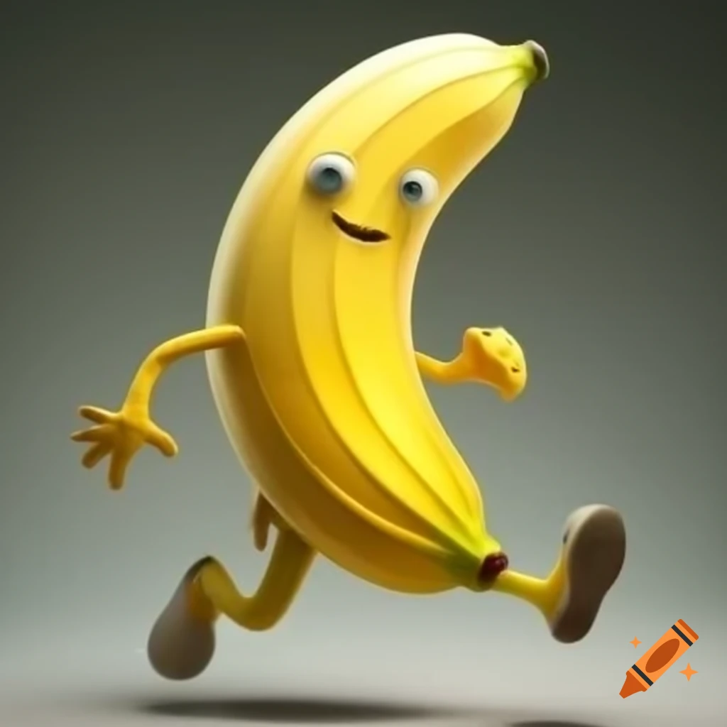 Cartoon banana with legs running