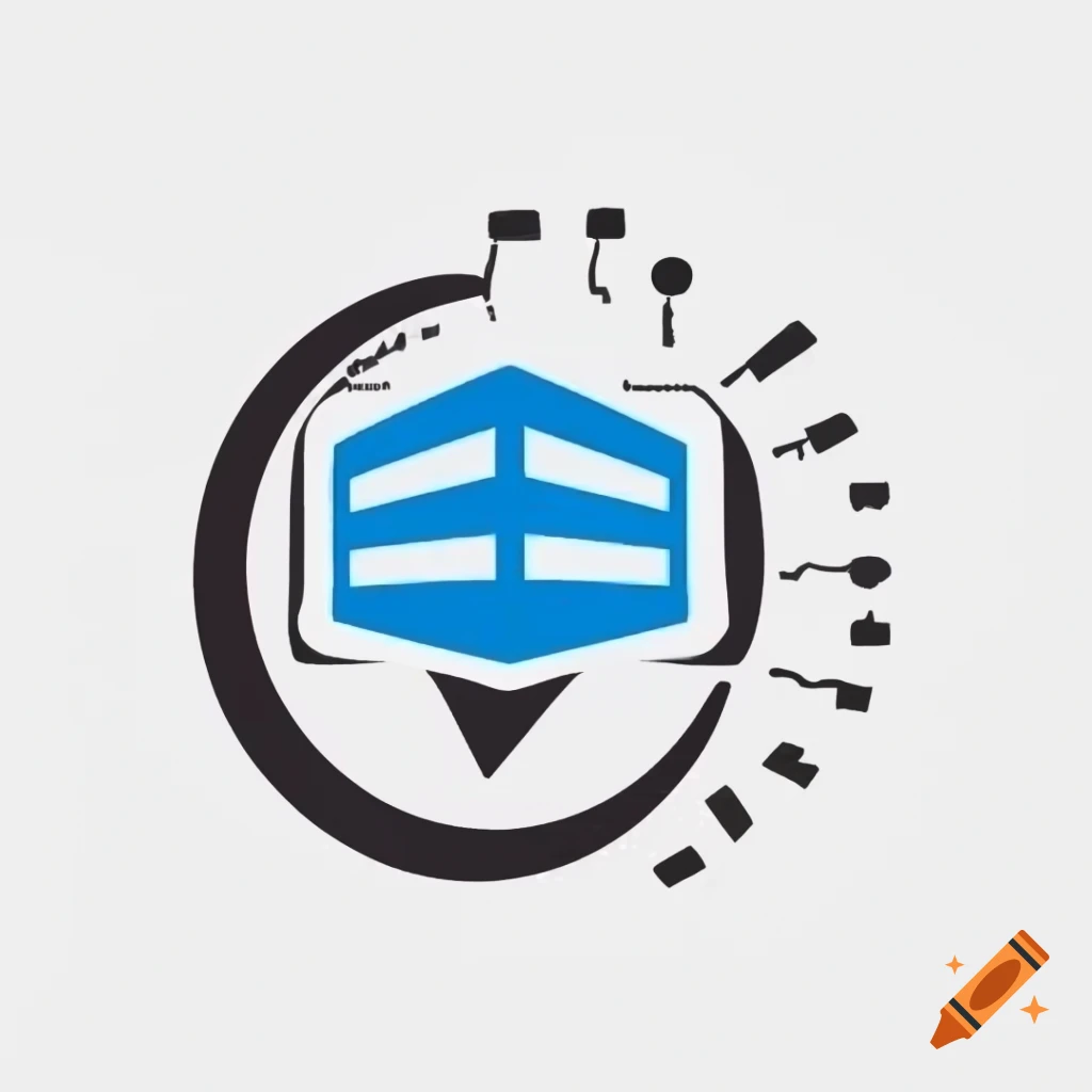 Vector logo featuring internet icon with export signs and server icons