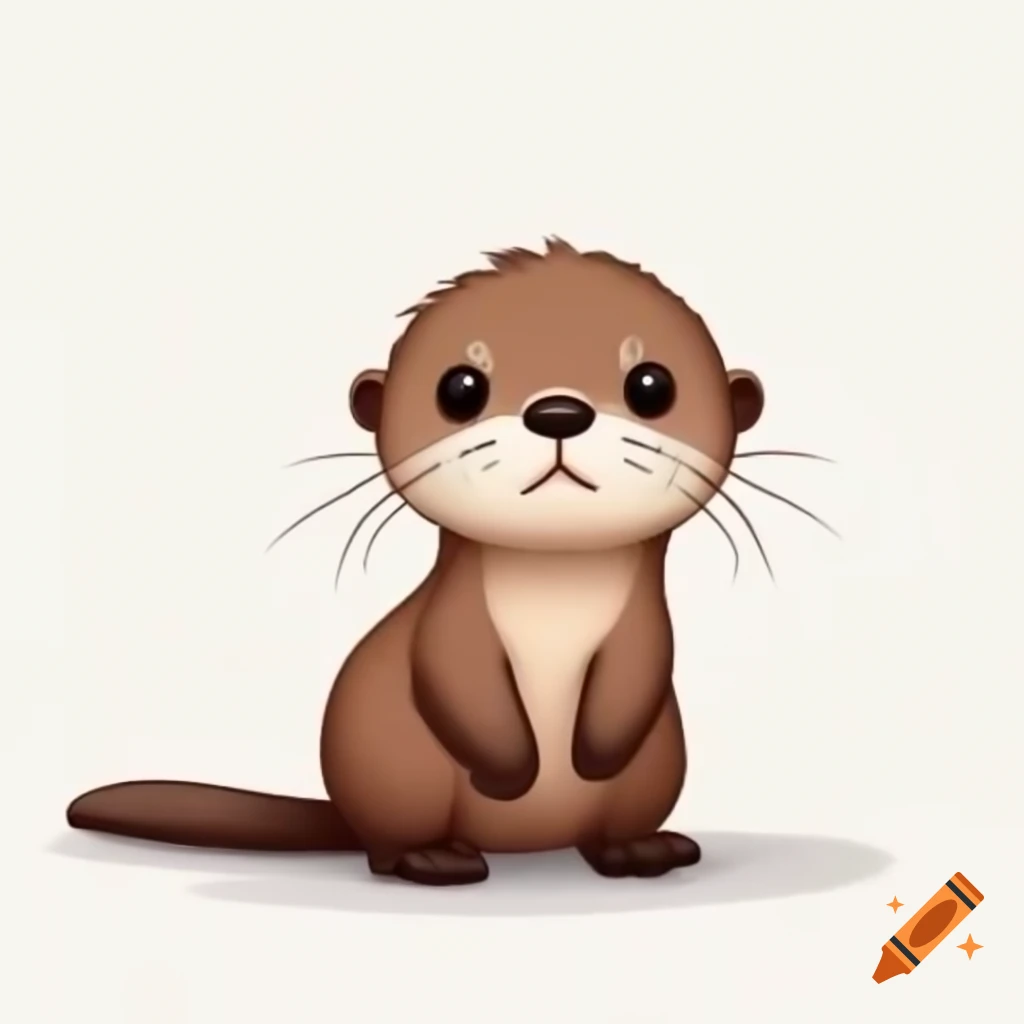 Suspicious looking cute otter on white background