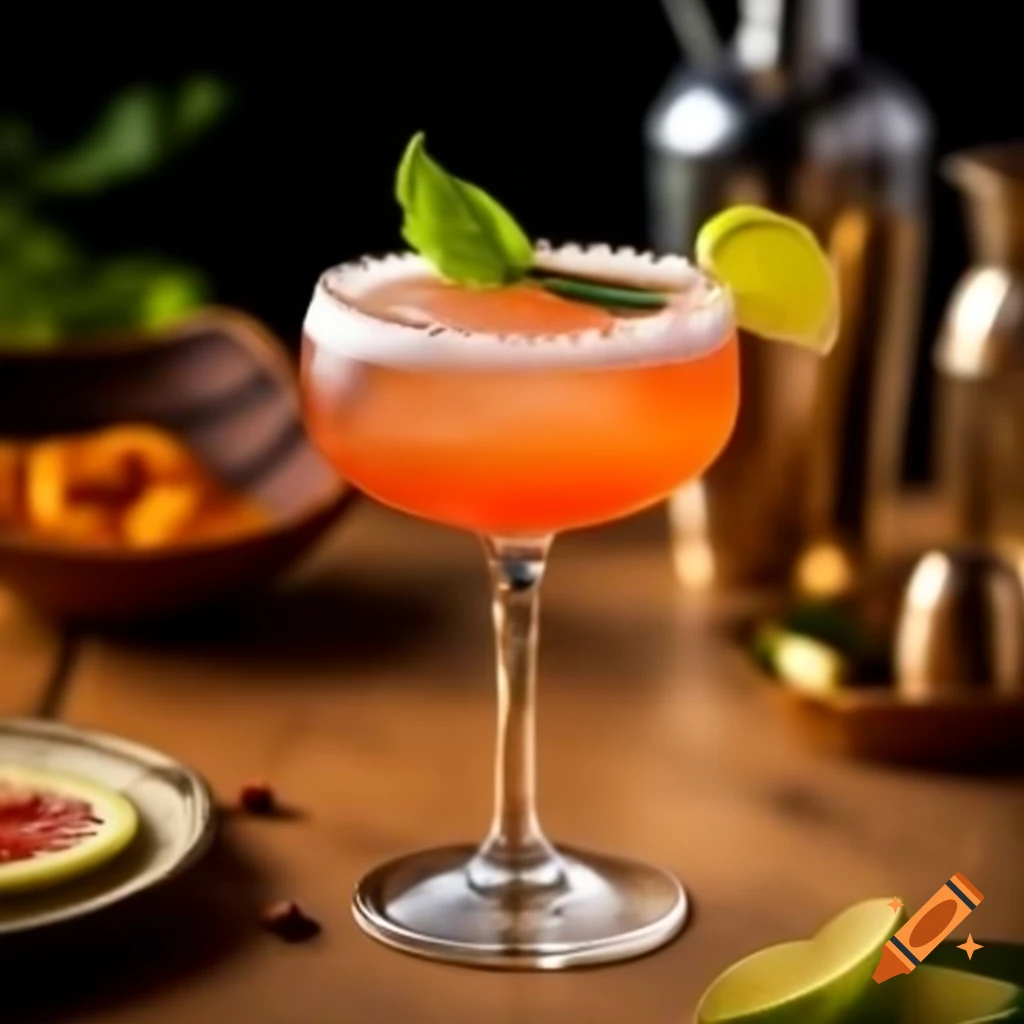 Colorful cosmopolitan cocktail in a stylish glass