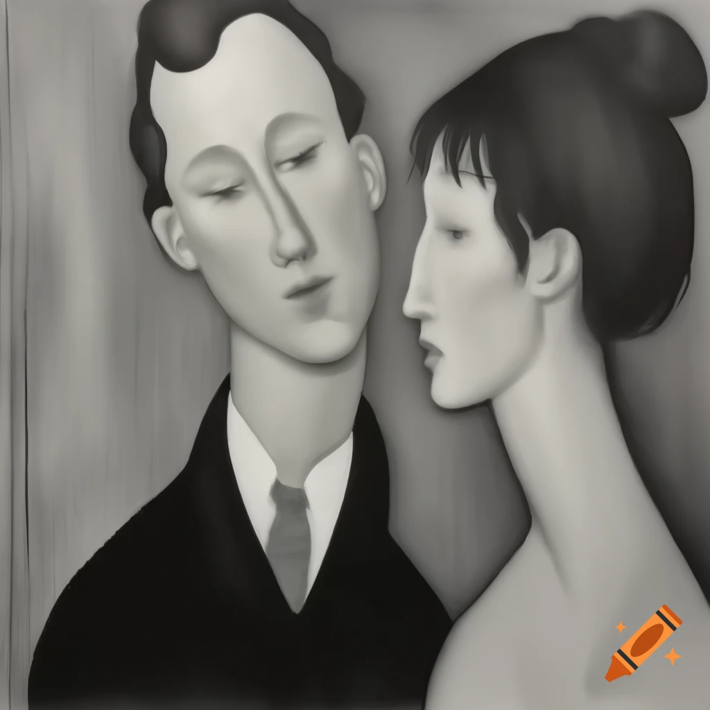 Charcoal painting inspired by Kathe Kollwitz and Amedeo Modigliani