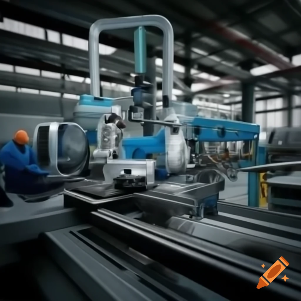 Robotic welding machines and workers in industrial manufacturing setting