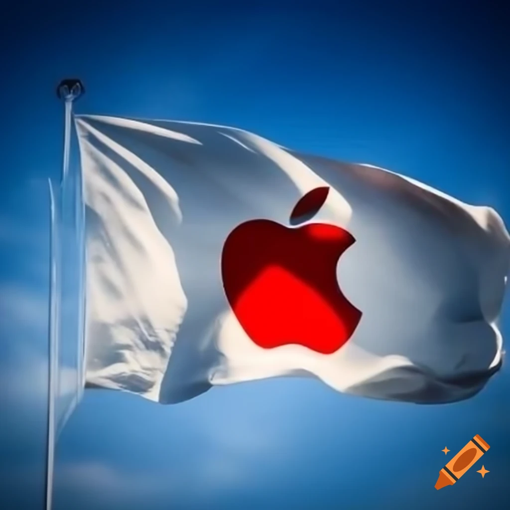 Flag fluttering with Apple logo