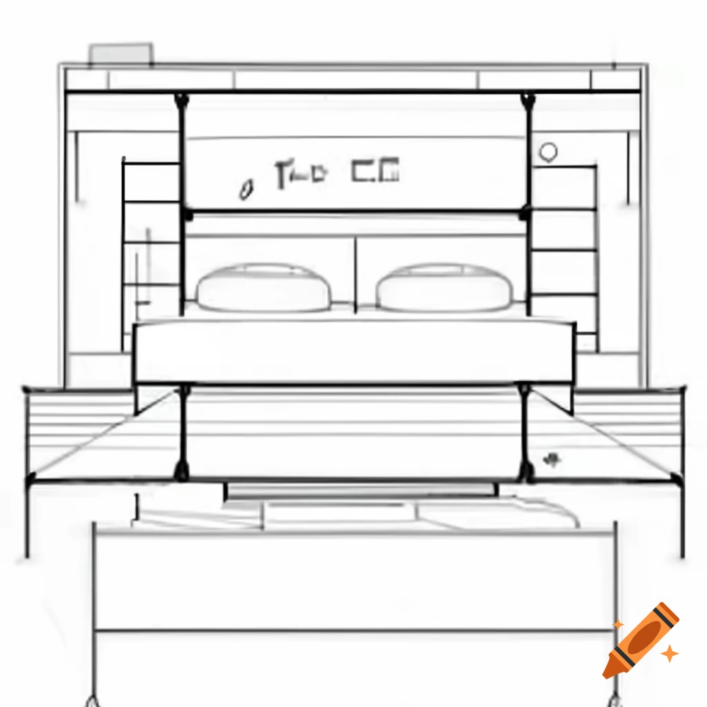 Technical drawing of DIY bed headboard dimensions and construction details