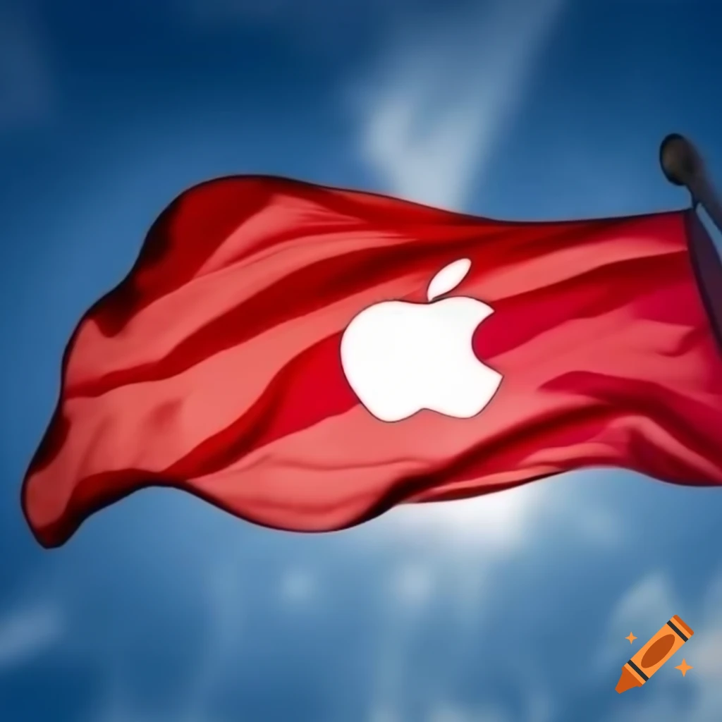 Flag fluttering with Apple logo