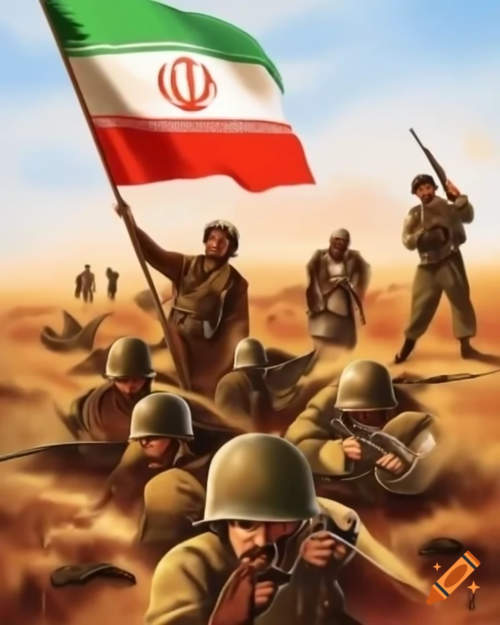 Historical depiction of the Iran-Iraq War in 1985