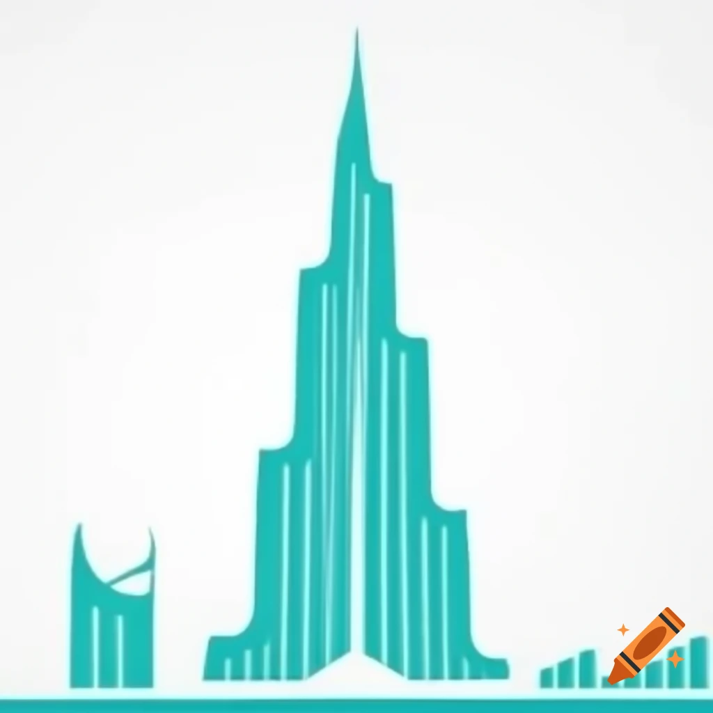 Teal Burj Khalifa logo on white background