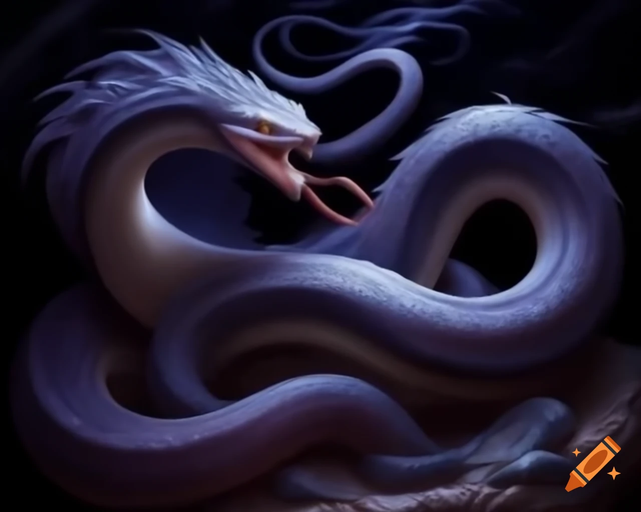Humanoid snake in dark fantasy art style, cosmic horror theme