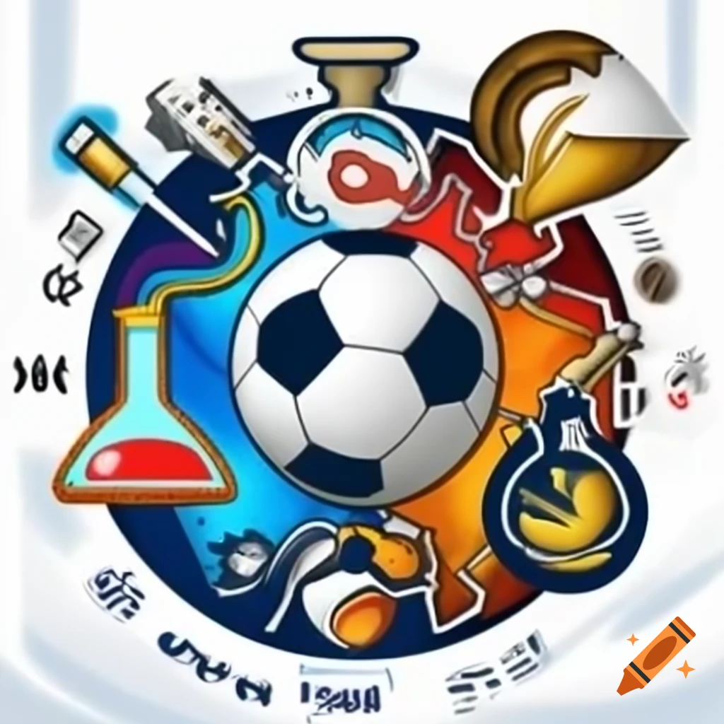Fantasy soccer logo incorporating chemistry and brewery themes
