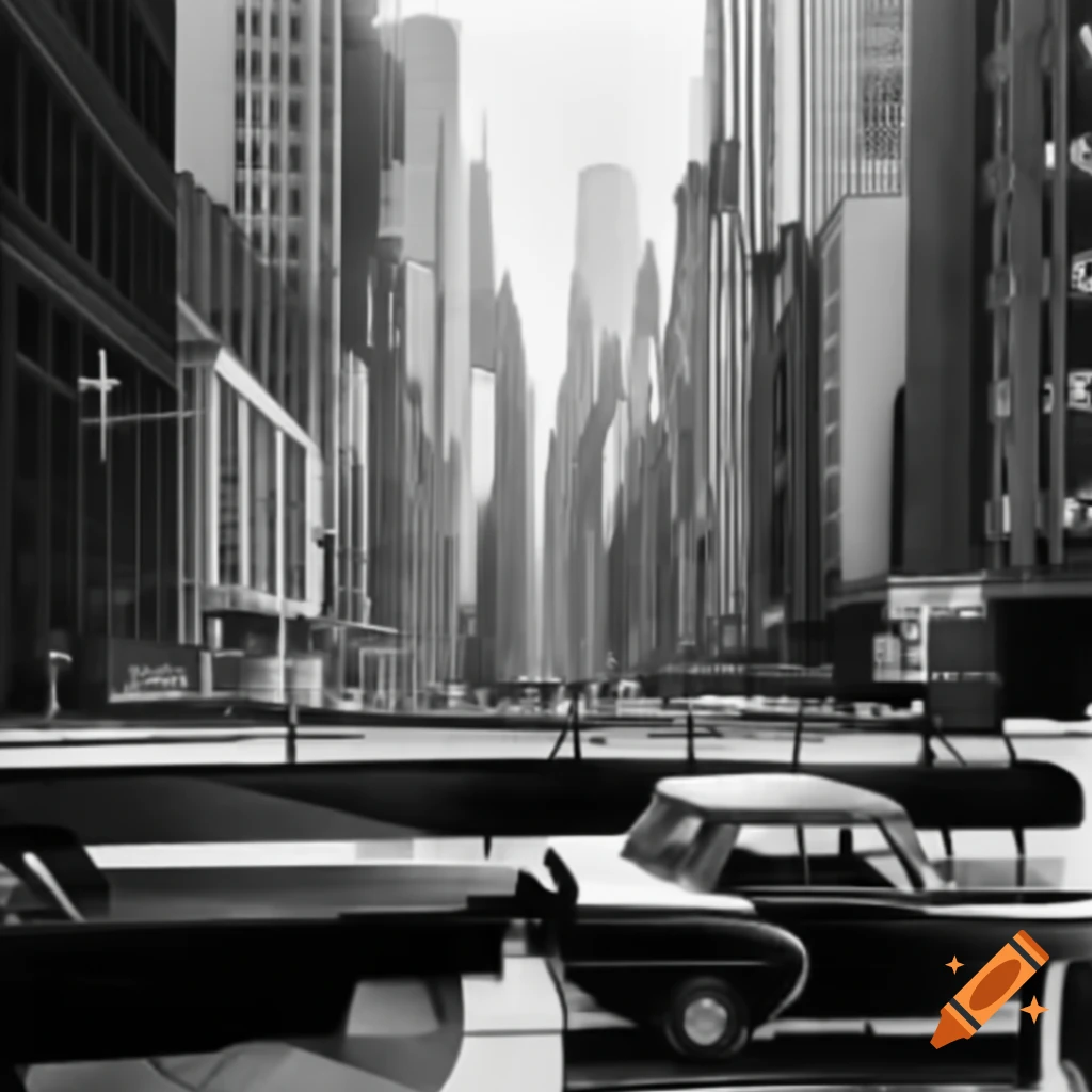 Abstract geometric representation of New York City in midcentury style