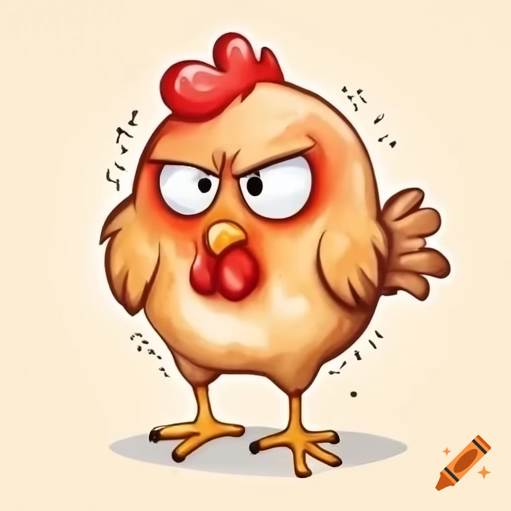 Angry chicken with intense expression
