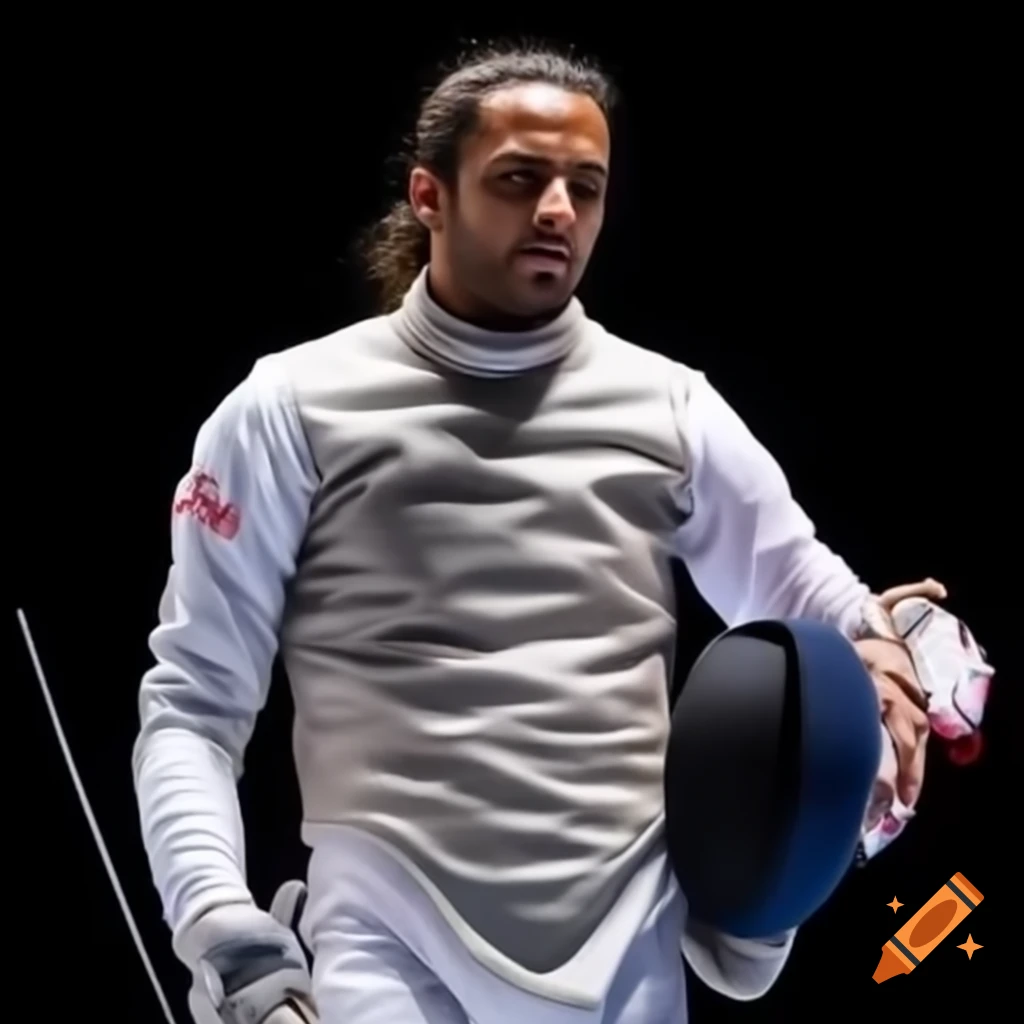 Male fencer with a bump on forehead from training