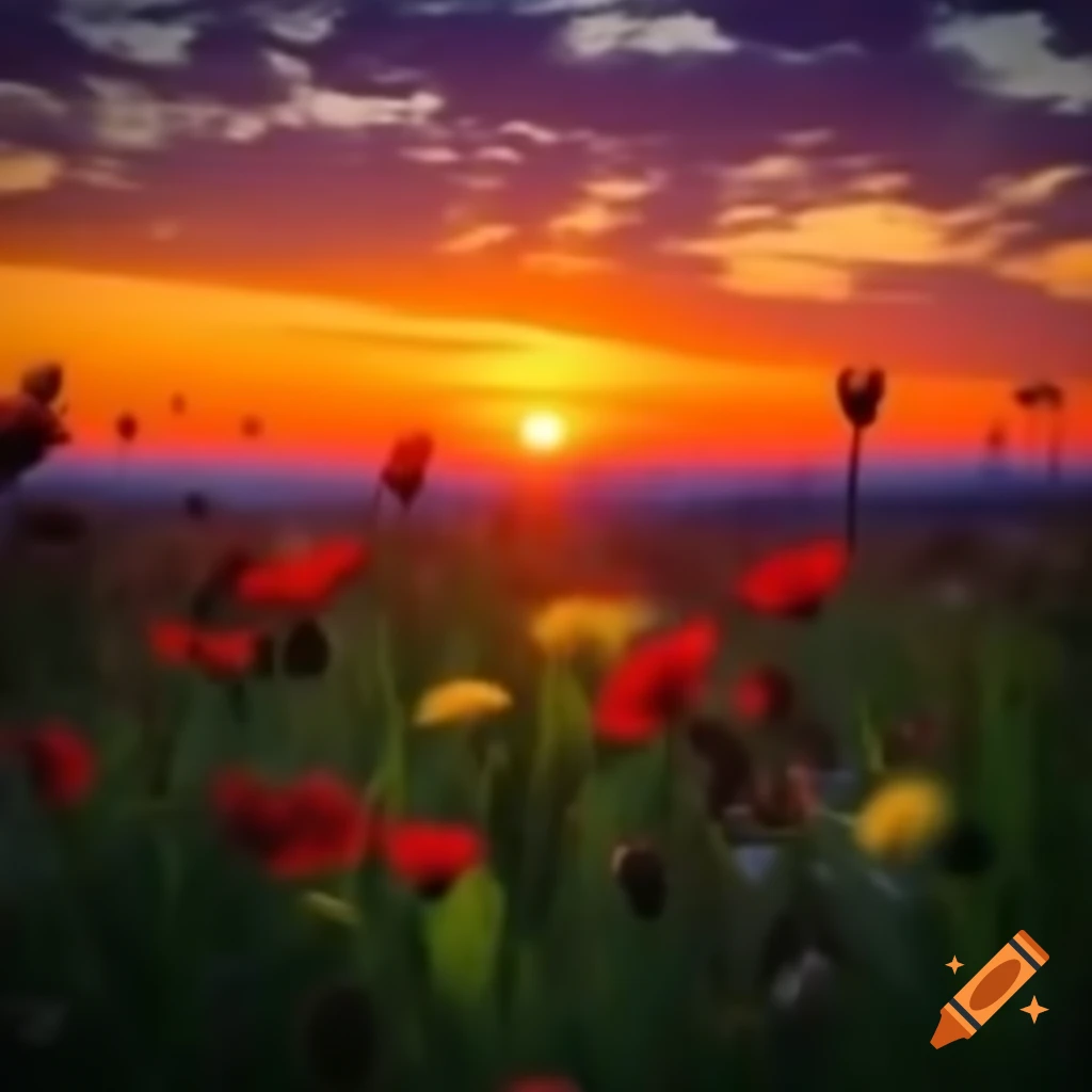 Beautiful sunset setting with vibrant colors