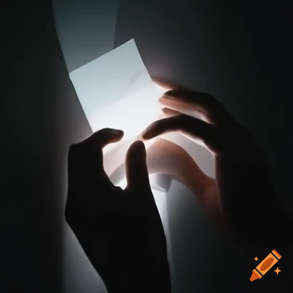 Hands manipulating photo paper in developing solution in a dark photo ...