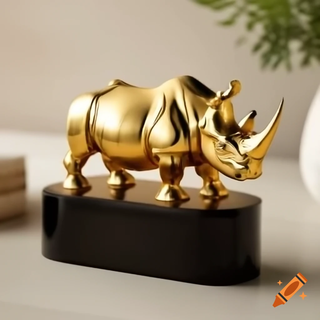 Large golden rhino trophy