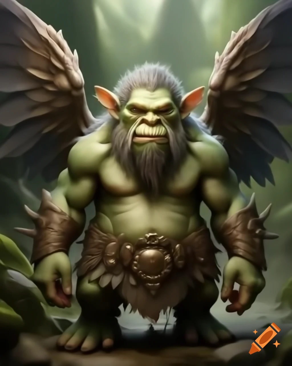 Fairy ogre with giant wings in digital art style