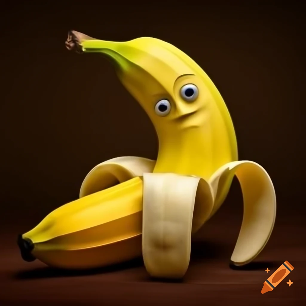 Realistic banana with a humorous face