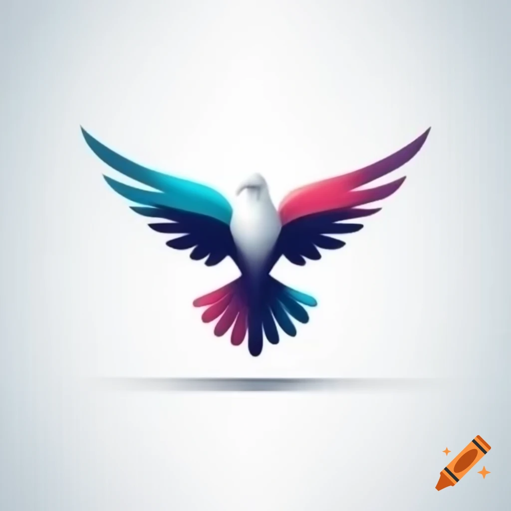 Futuristic dove in minimalist logo design with text "R4P" on Craiyon