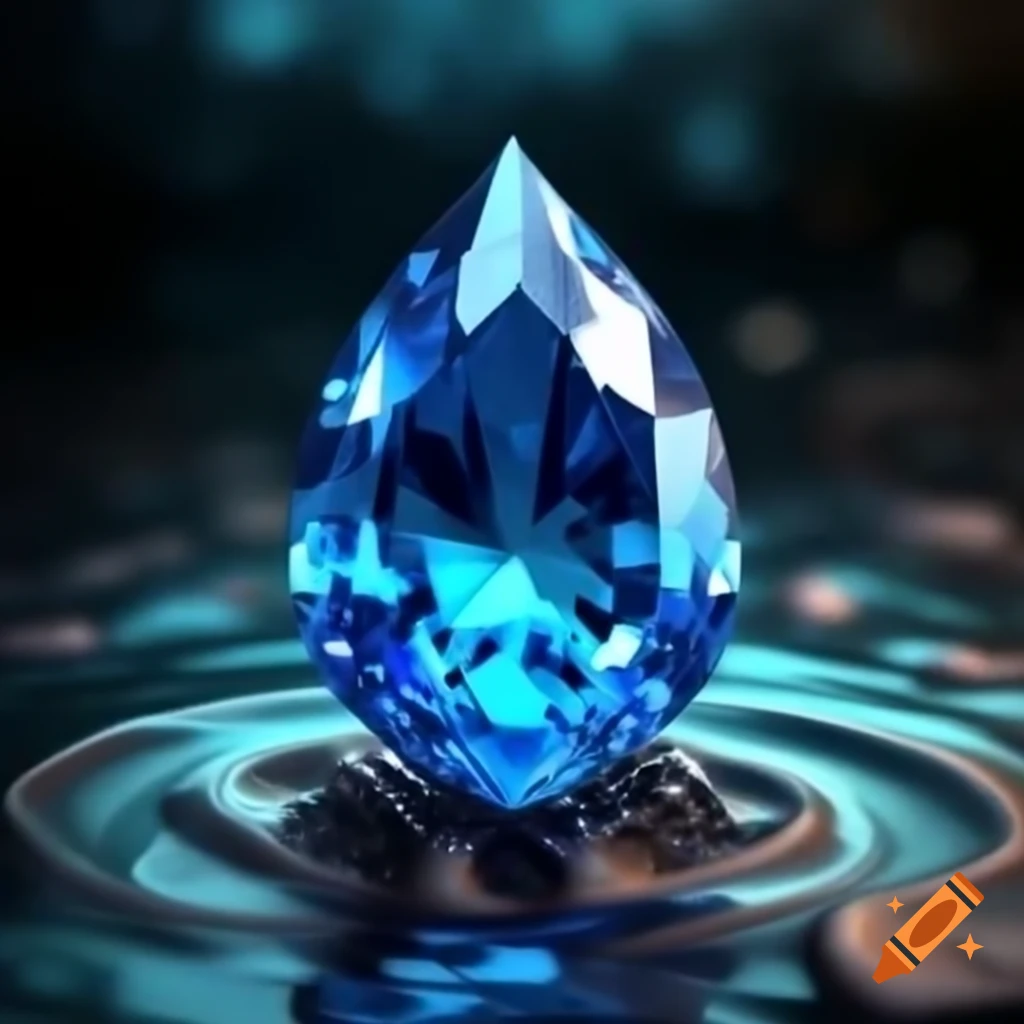 Teardrop-shaped baby blue gem with a beautiful shine