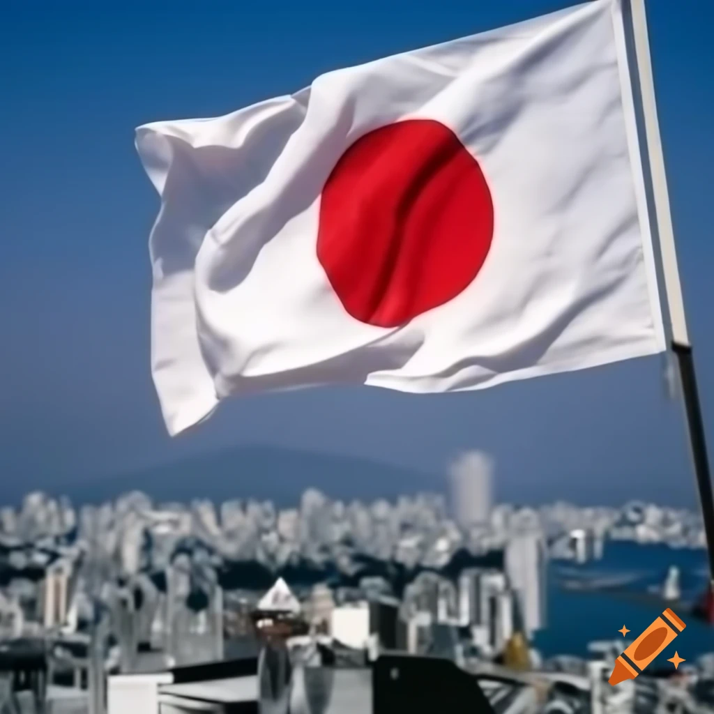 Flag of Japan featuring a red circle on a white background