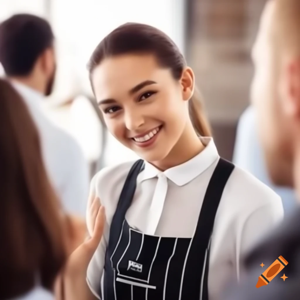 Young waitress smiling while handing change to customer