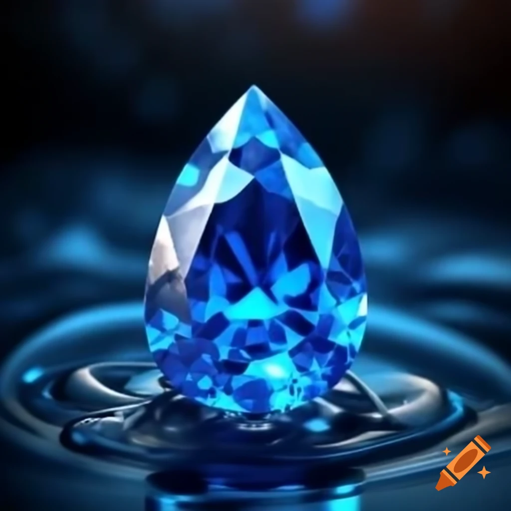 Teardrop-shaped baby blue gem with a beautiful shine