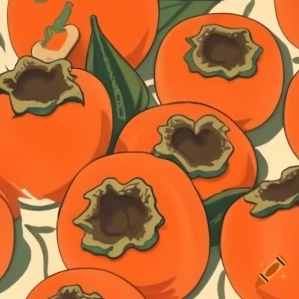 Japanese style painting of persimmons