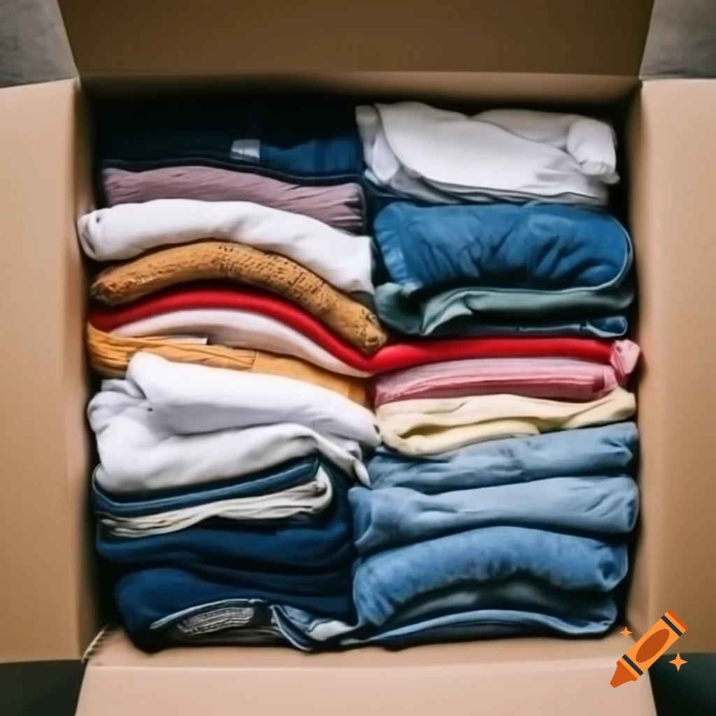 Box of clothes ready for donation