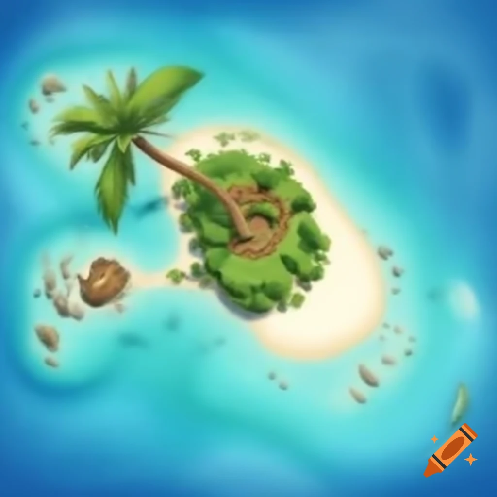 Map of tropical island featuring a single palm tree