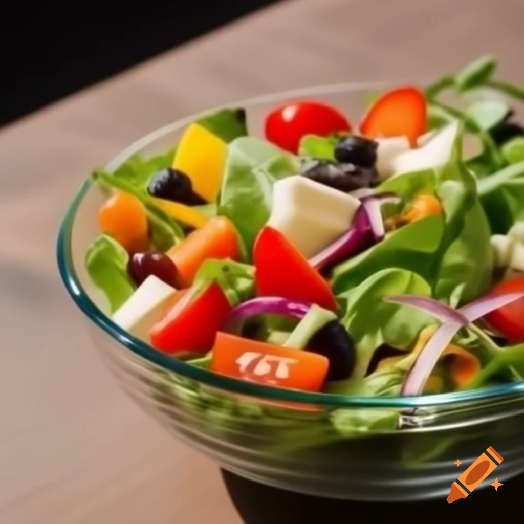 Colorful healthy salad in a glass bowl