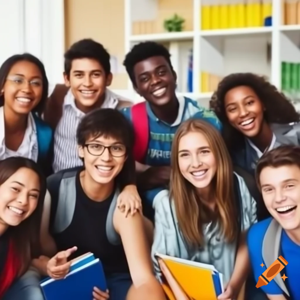 Happy students enjoying their time together